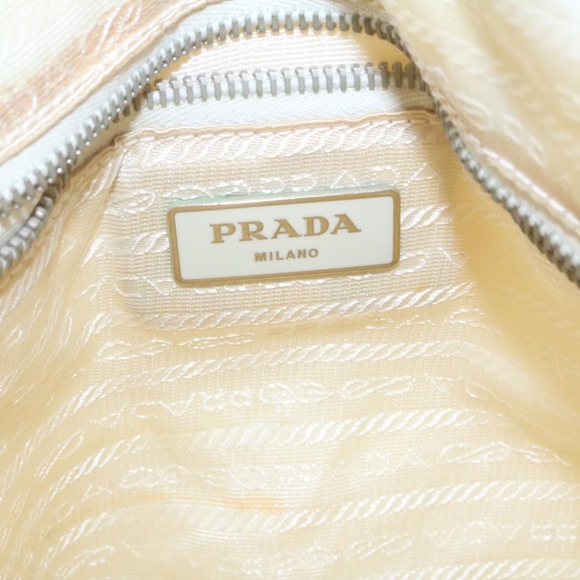 PRADA 2Way Shoulder Bag Hand Bag Canvas Yellow White Auth ar6192 - Picture 9 of 16